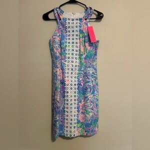 New! Lilly Pulitzer Pink Ocean Floral Print Dress Size 0 NWT Pearl Shift Dress